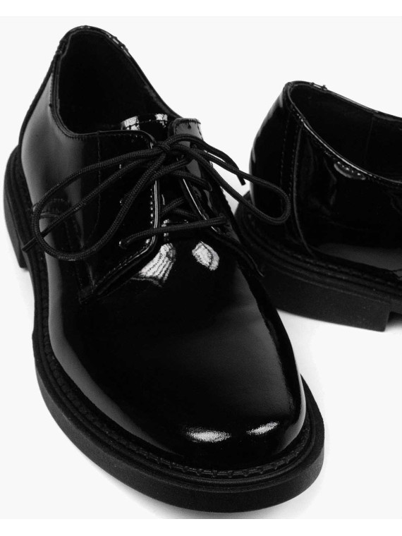 Czarne półbuty damskie skórzane