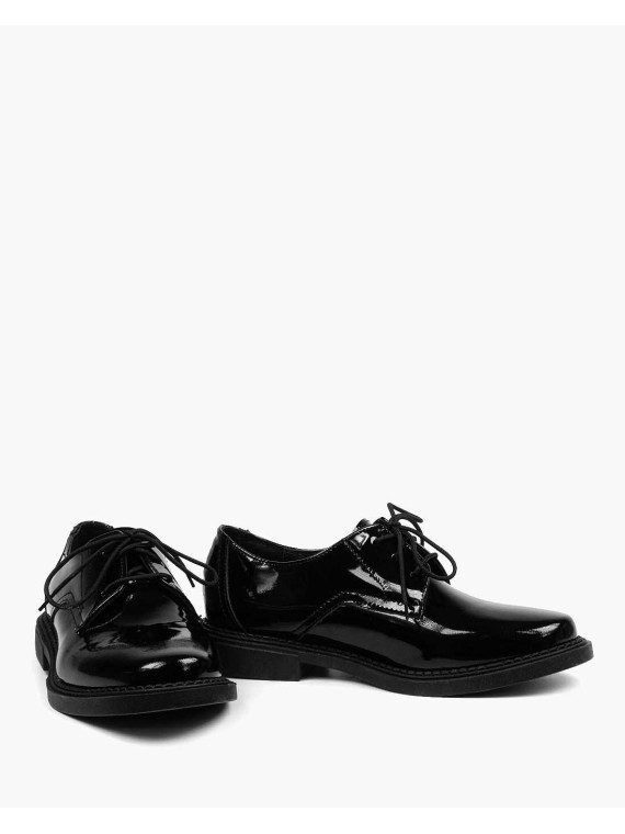 Czarne półbuty damskie skórzane