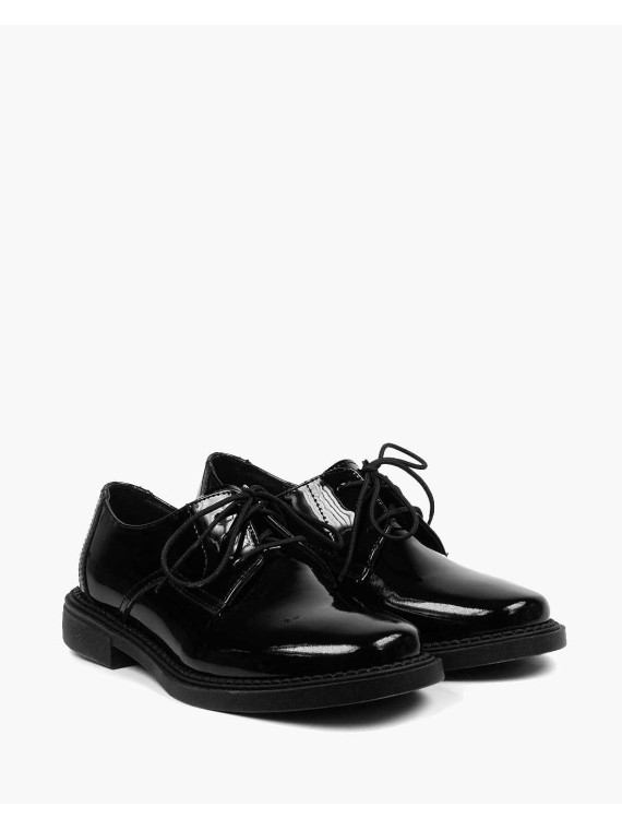 Czarne półbuty damskie skórzane