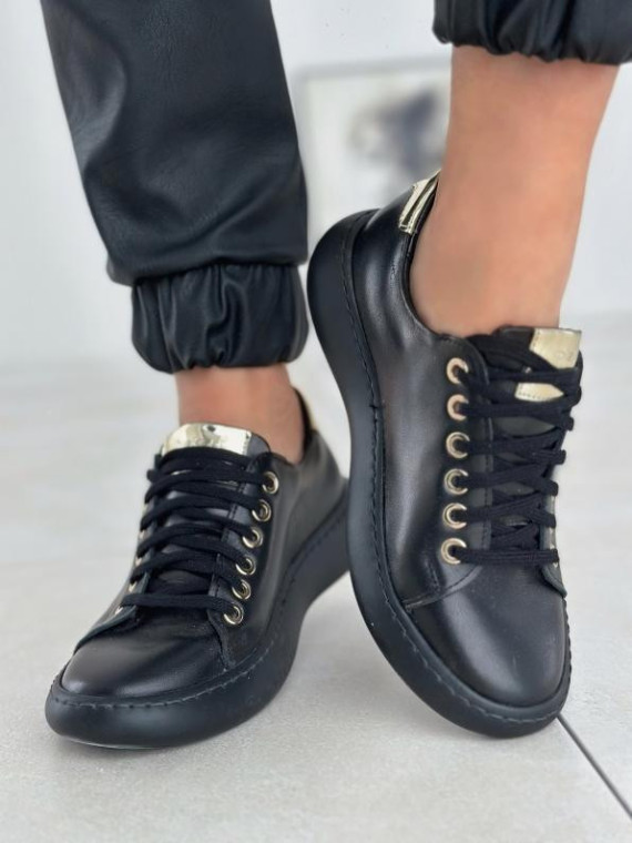 Czarne trampki damskie skórzane