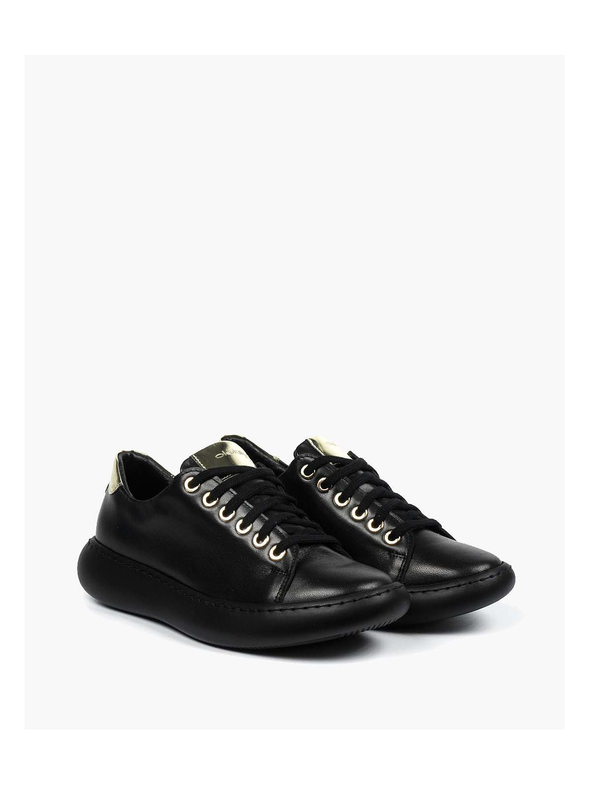 Czarne trampki damskie skórzane