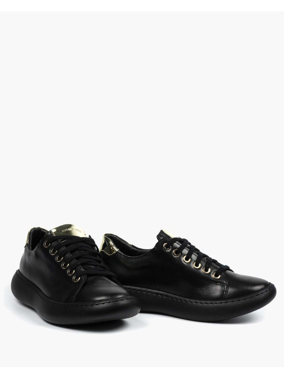 Czarne trampki damskie skórzane