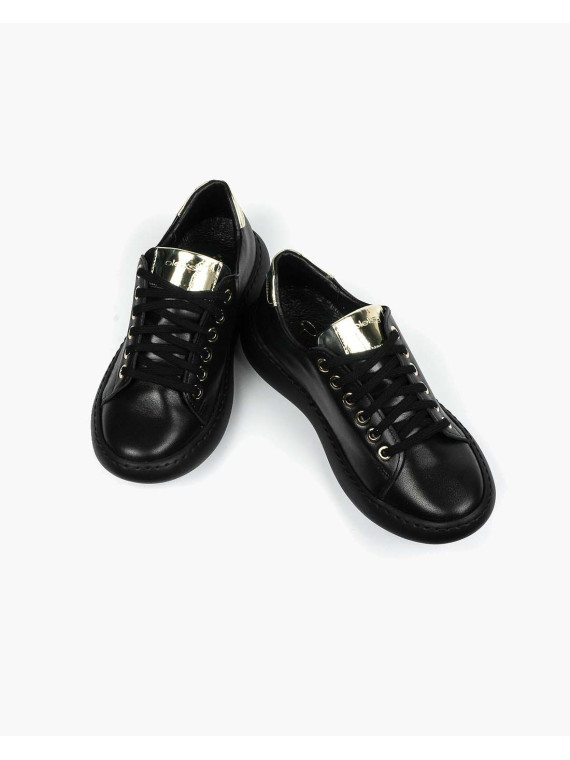 Czarne trampki damskie skórzane