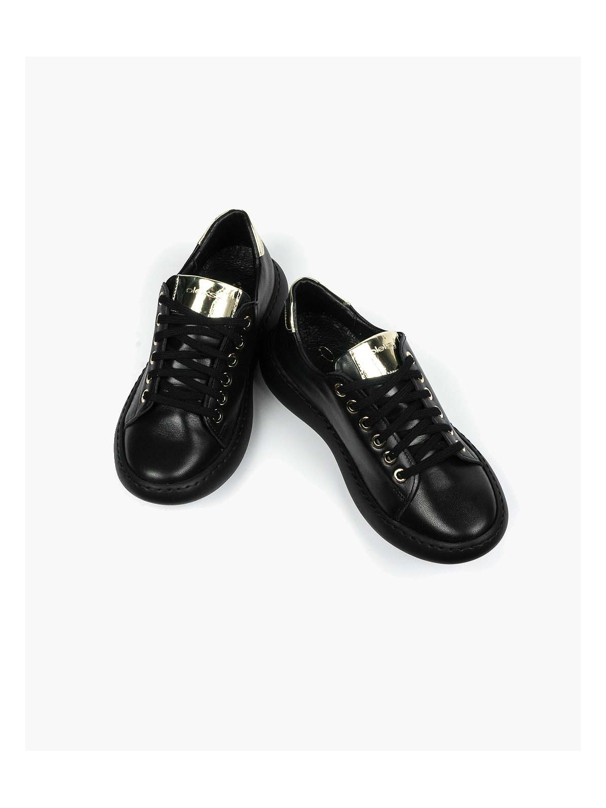 Czarne trampki damskie skórzane