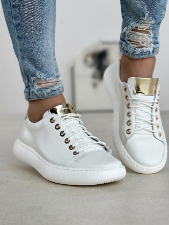 Białe trampki damskie skórzane