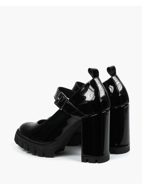 Czarne półbuty damskie skórzane