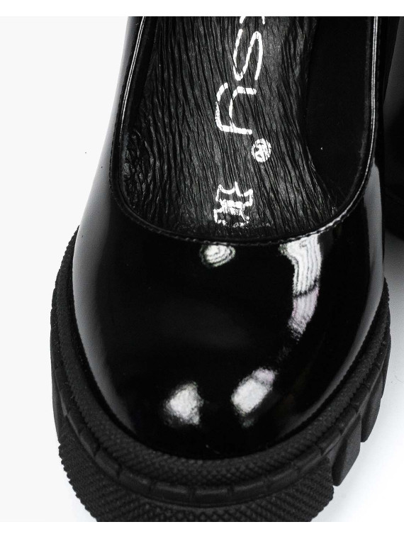 Czarne półbuty damskie skórzane