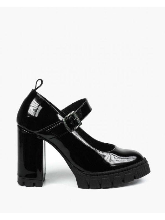 Czarne półbuty damskie skórzane