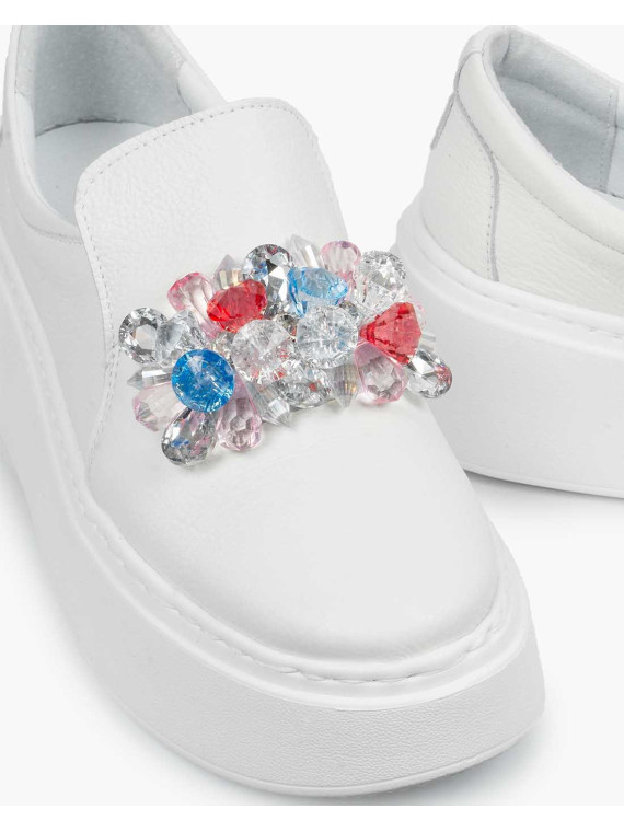 Białe półbuty damskie skórzane