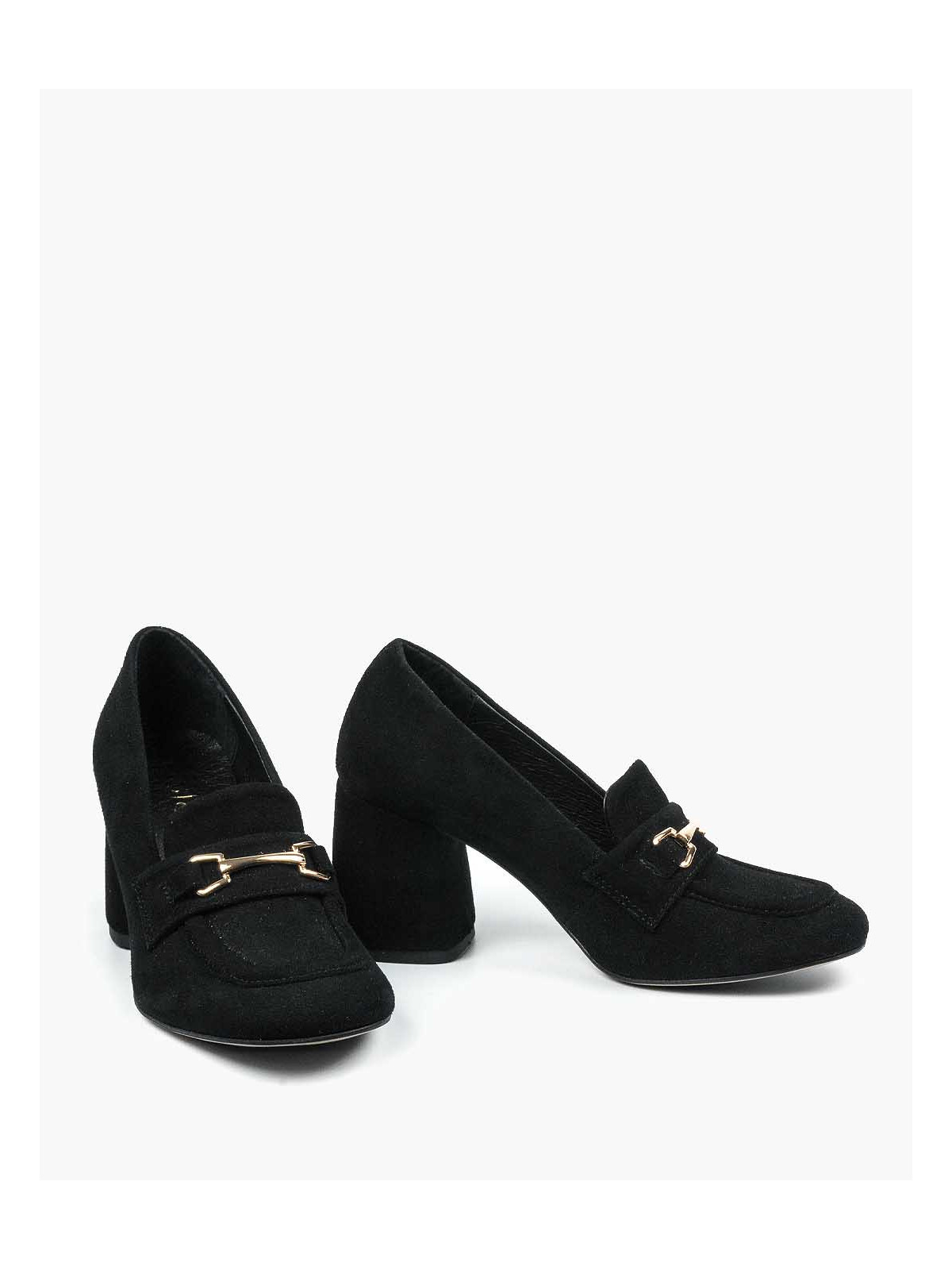 Czarne półbuty damskie skórzane