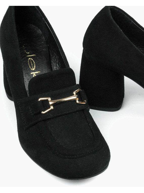 Czarne półbuty damskie skórzane