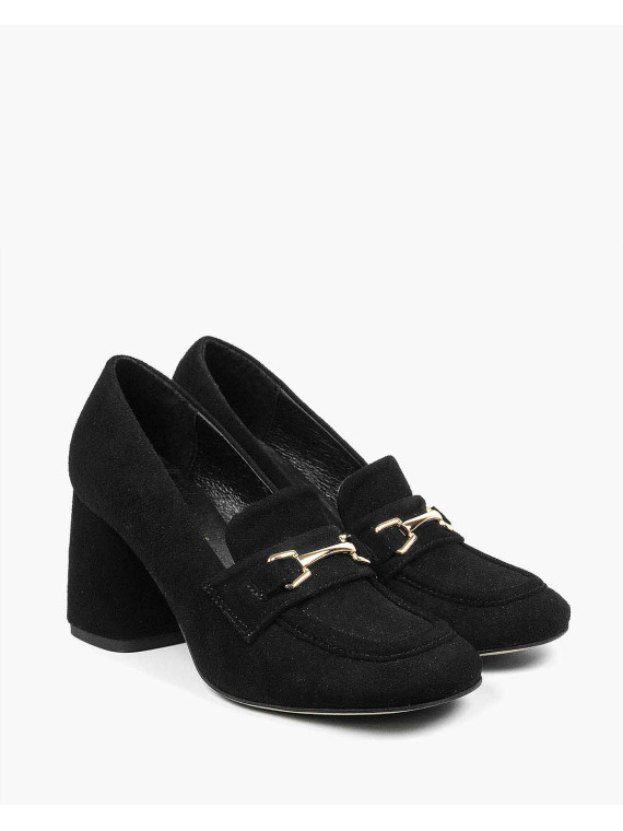 Czarne półbuty damskie skórzane