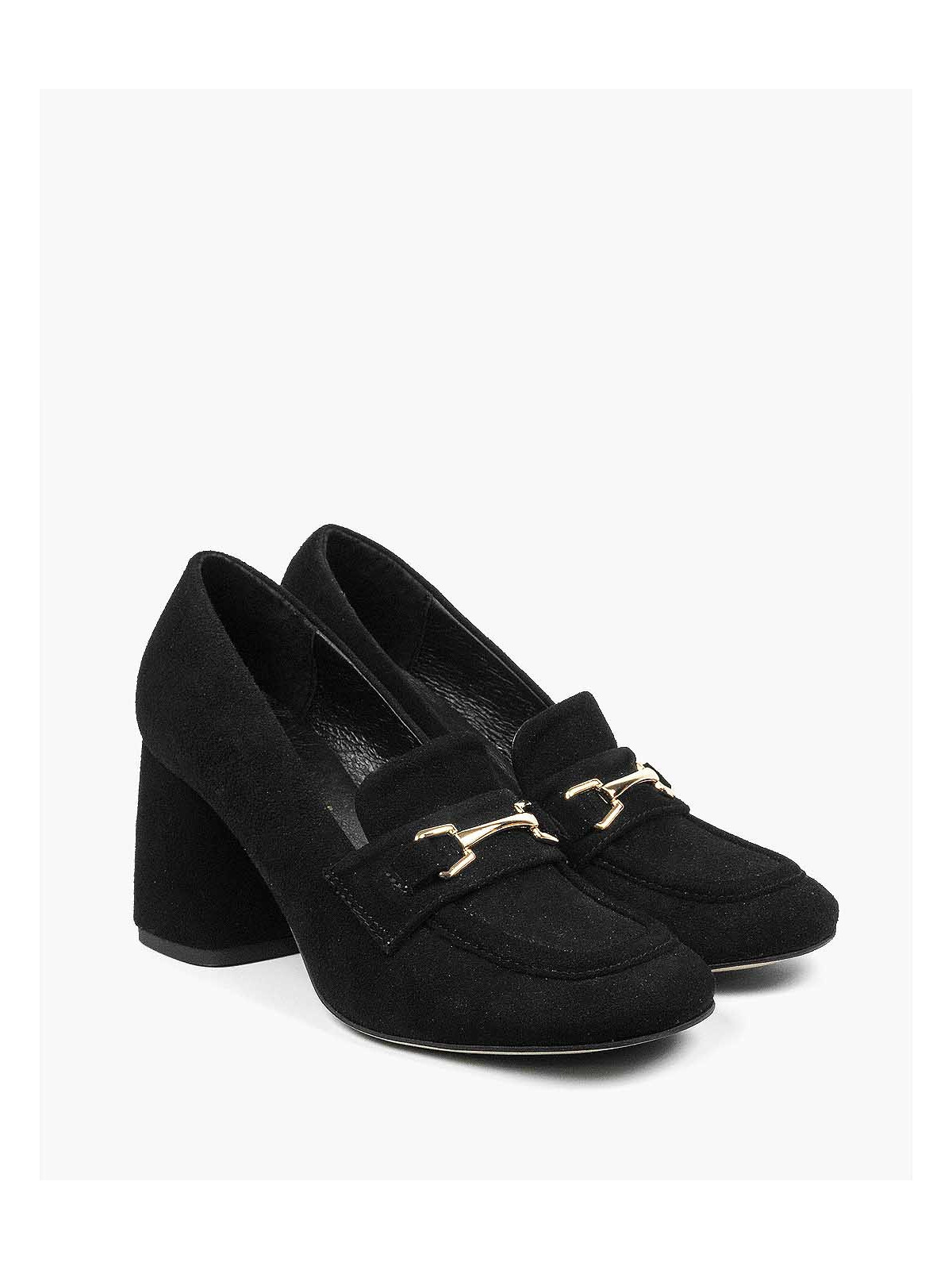 Czarne półbuty damskie skórzane