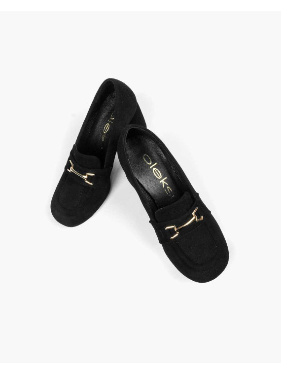 Czarne półbuty damskie skórzane