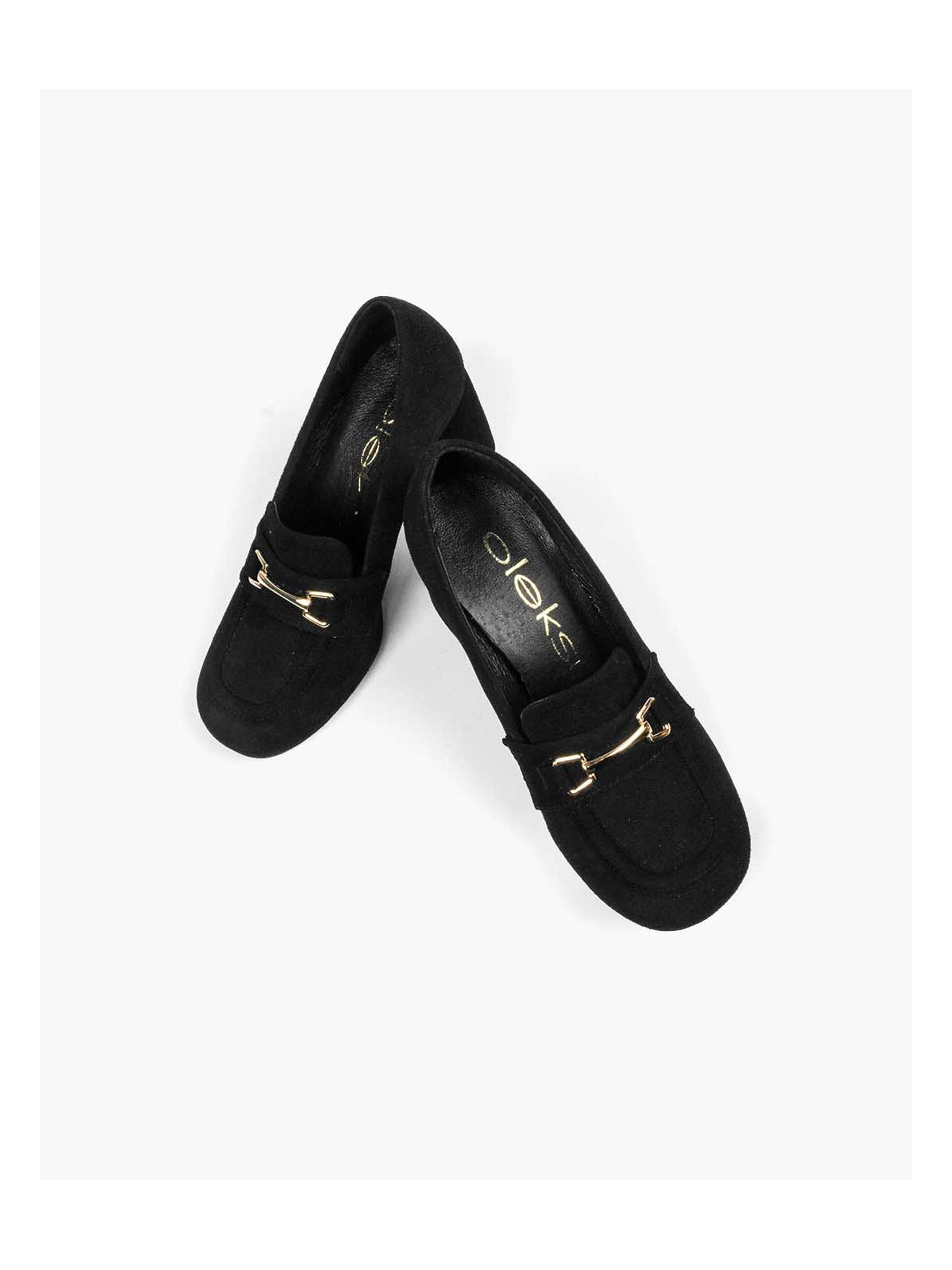 Czarne półbuty damskie skórzane