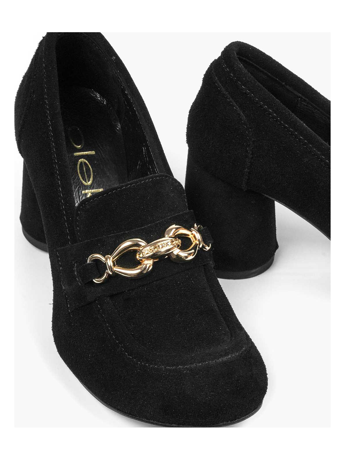 Czarne półbuty damskie skórzane