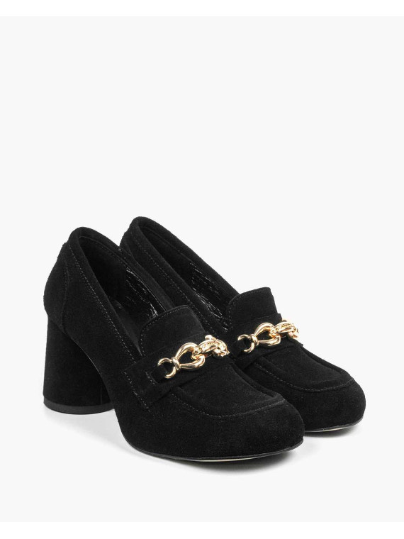 Czarne półbuty damskie skórzane