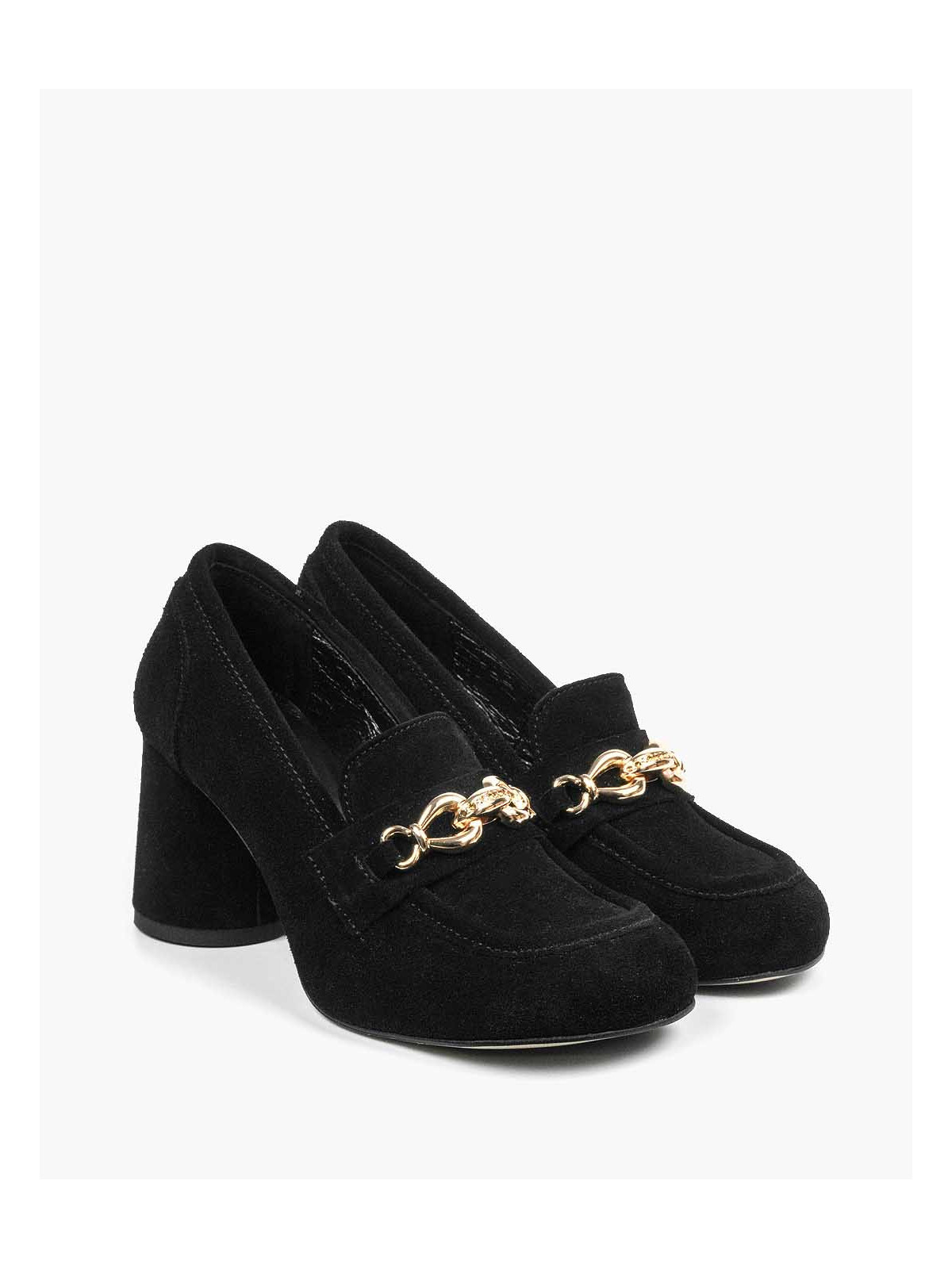 Czarne półbuty damskie skórzane