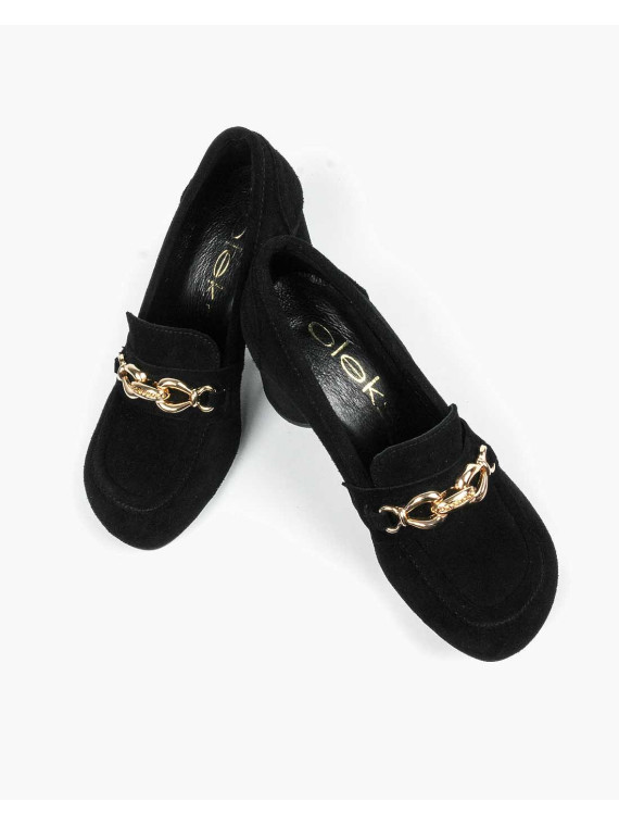 Czarne półbuty damskie skórzane