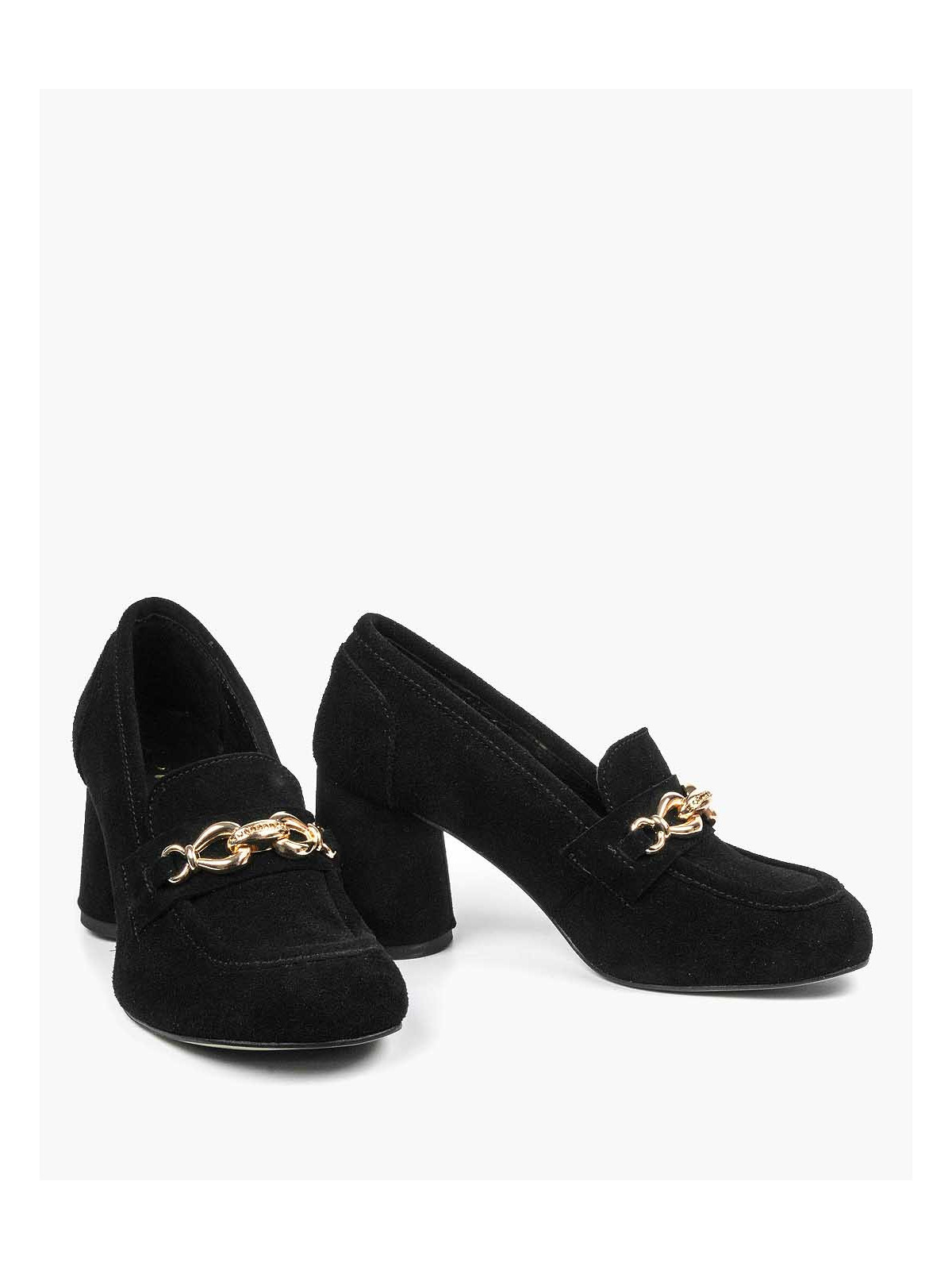 Czarne półbuty damskie skórzane