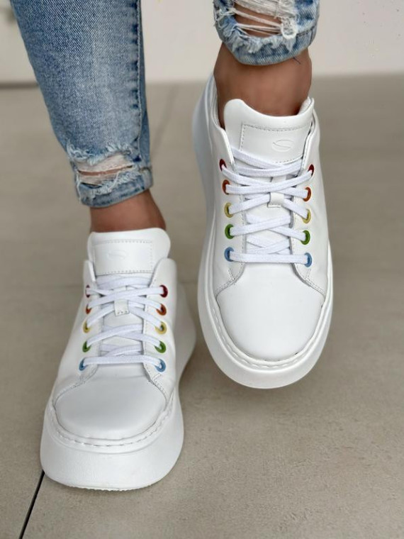 Białe trampki damskie skórzane