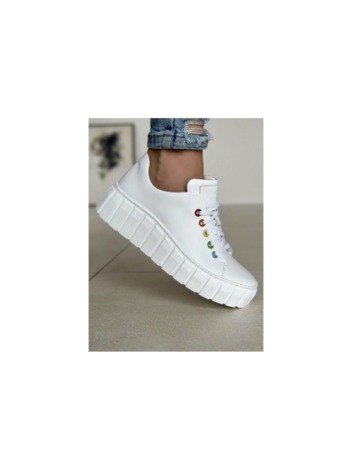 Białe trampki damskie skórzane