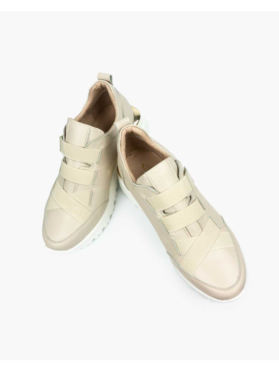 Beżowe adidasy damskie skórzane