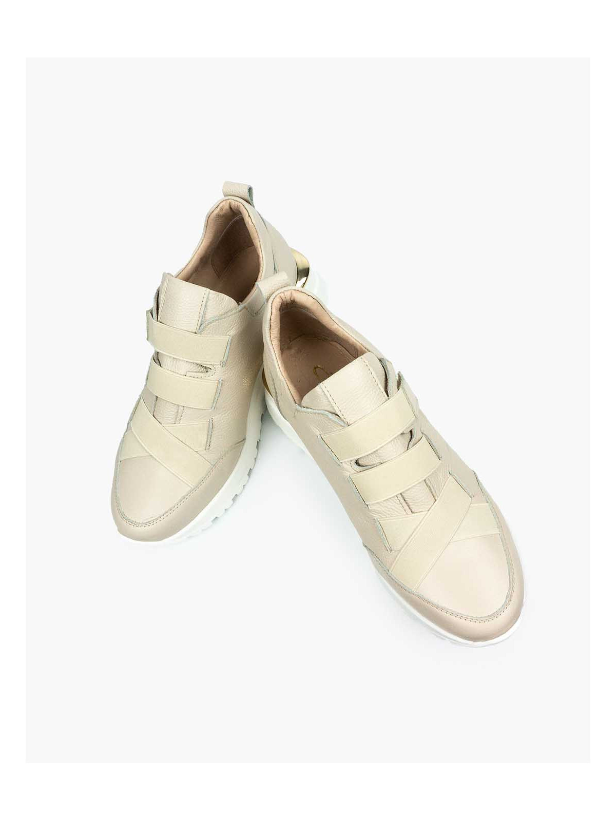 Beżowe adidasy damskie skórzane