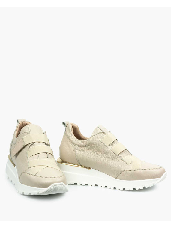 Beżowe adidasy damskie skórzane