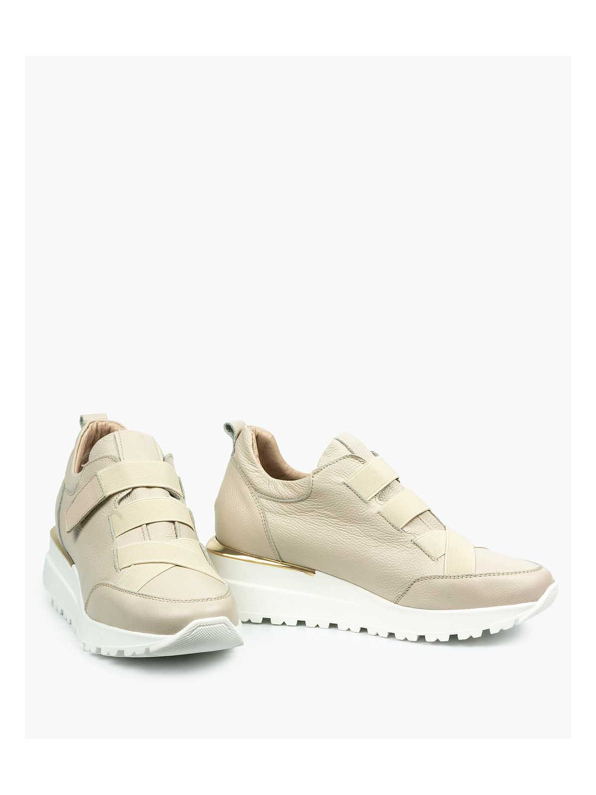 Beżowe adidasy damskie skórzane