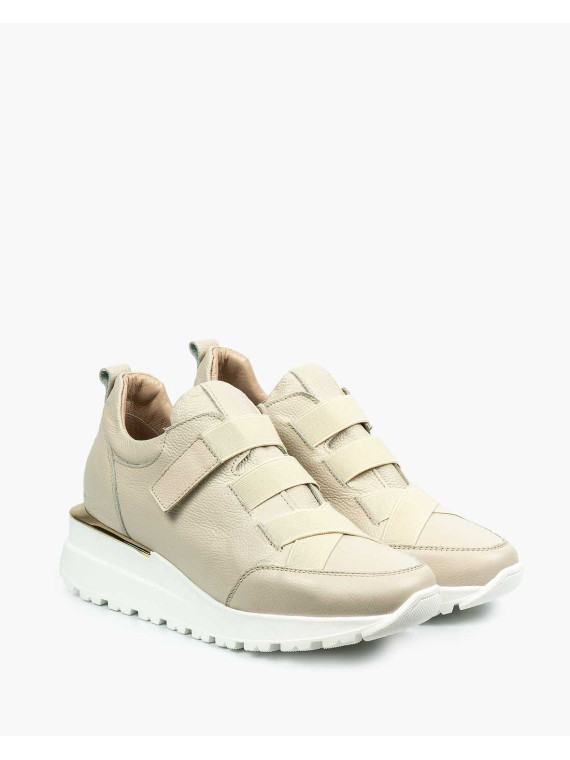 Beżowe adidasy damskie skórzane