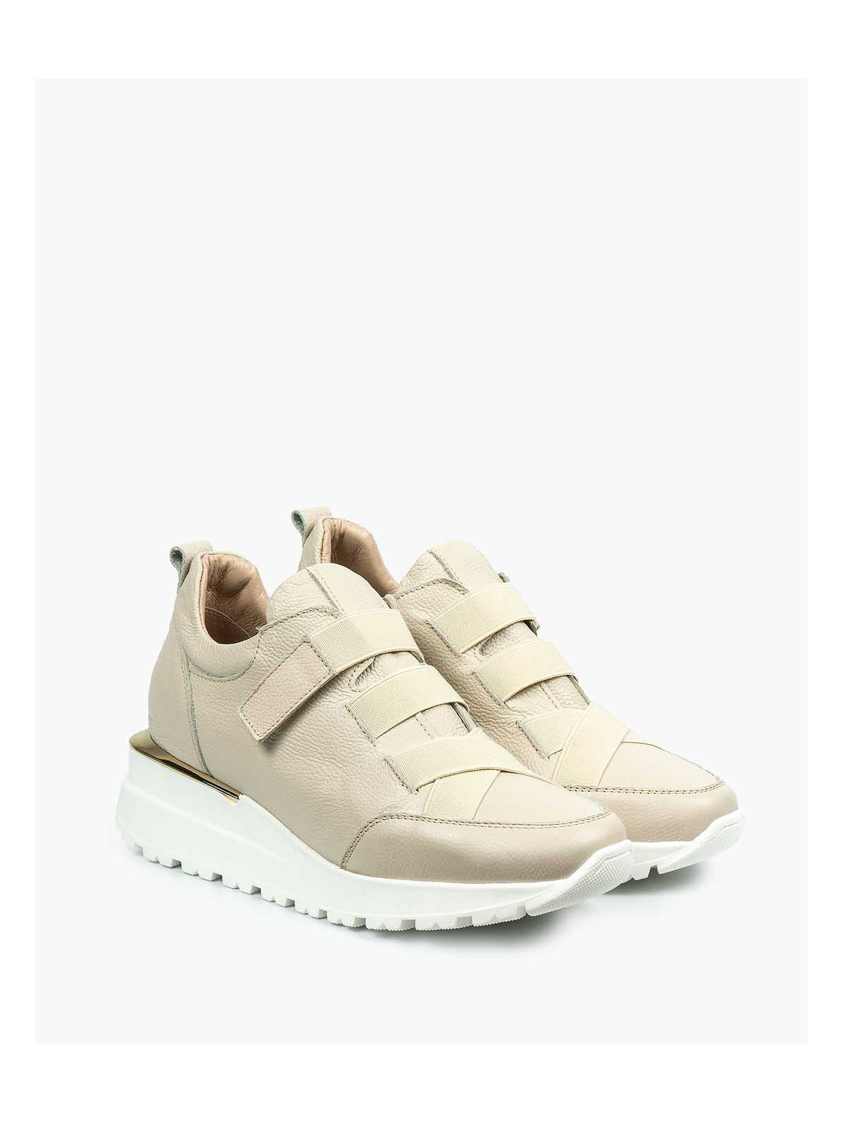 Beżowe adidasy damskie skórzane