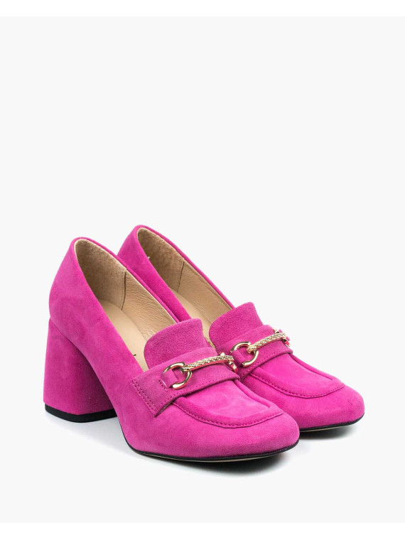Różowe półbuty damskie skórzane