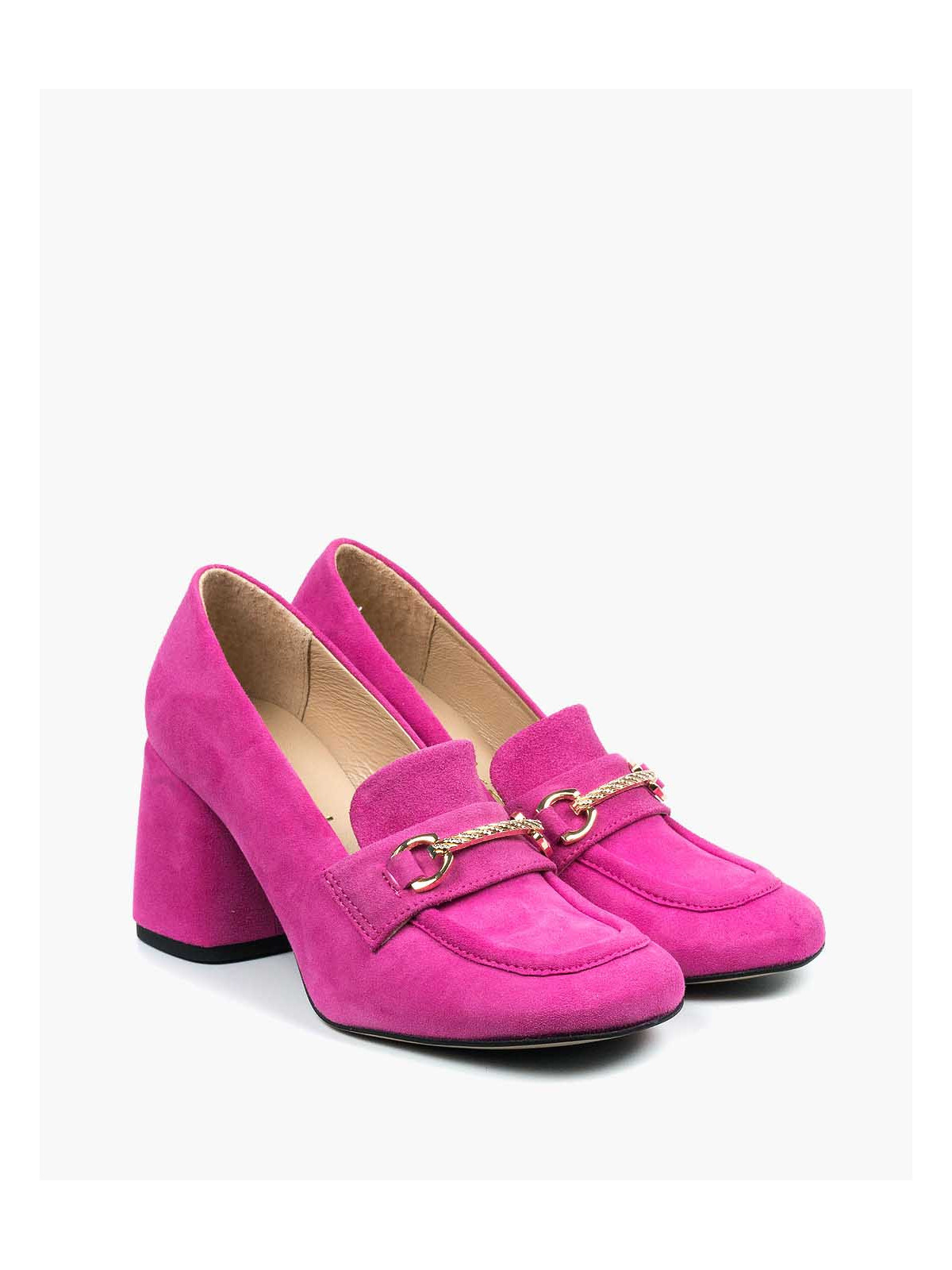 Różowe półbuty damskie skórzane