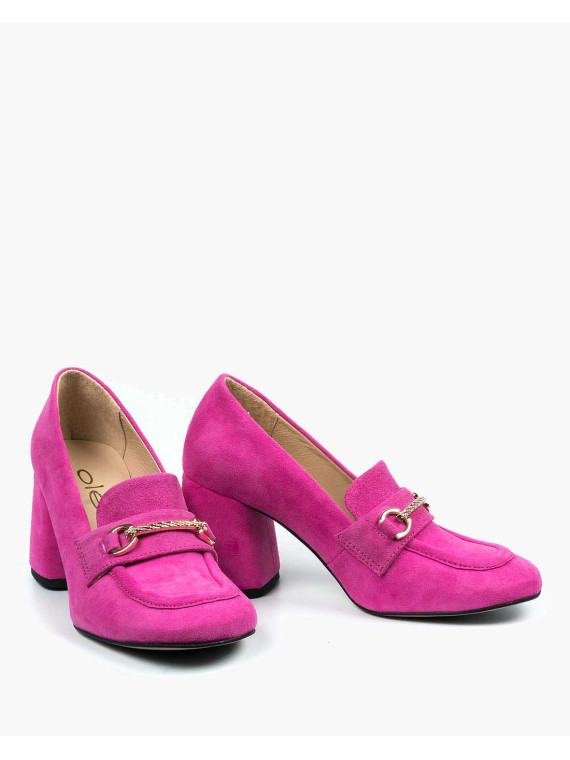 Różowe półbuty damskie skórzane