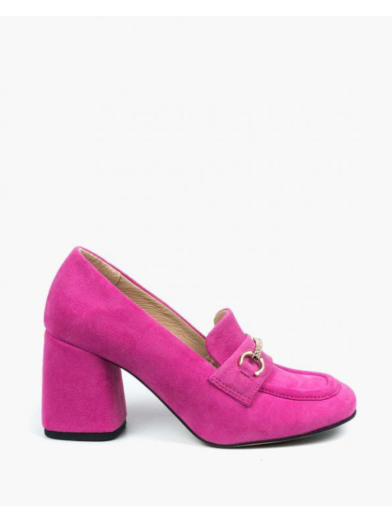 Różowe półbuty damskie skórzane