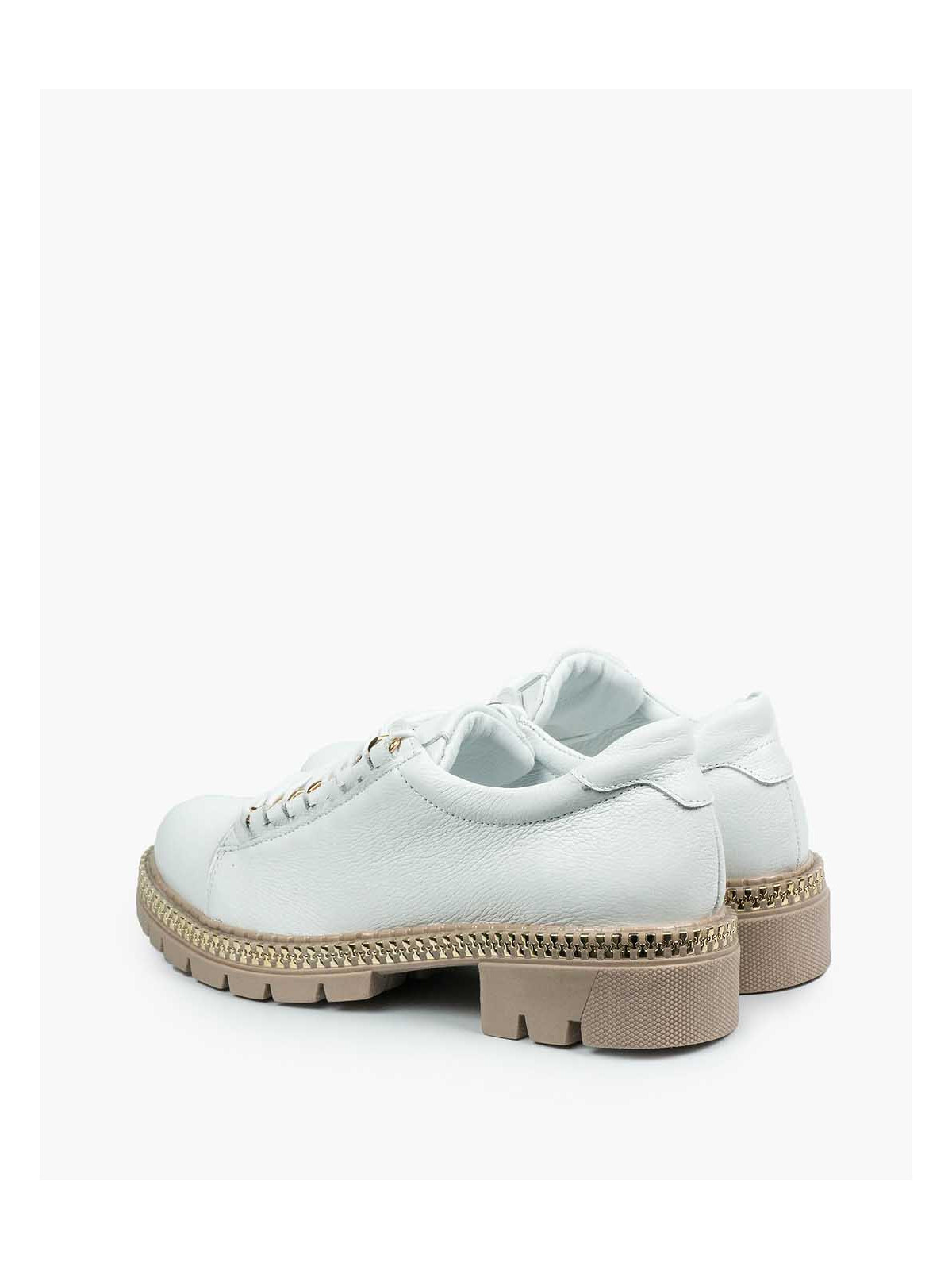 Białe trapery damskie skórzane