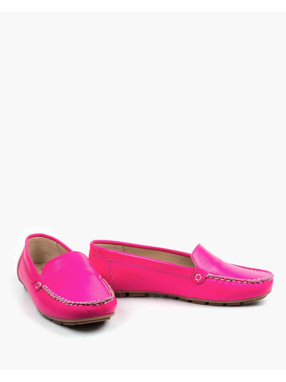 Różowe mokasyny damskie skórzane