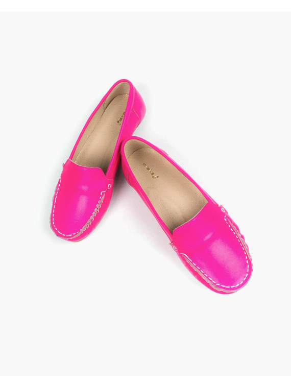 Różowe mokasyny damskie skórzane