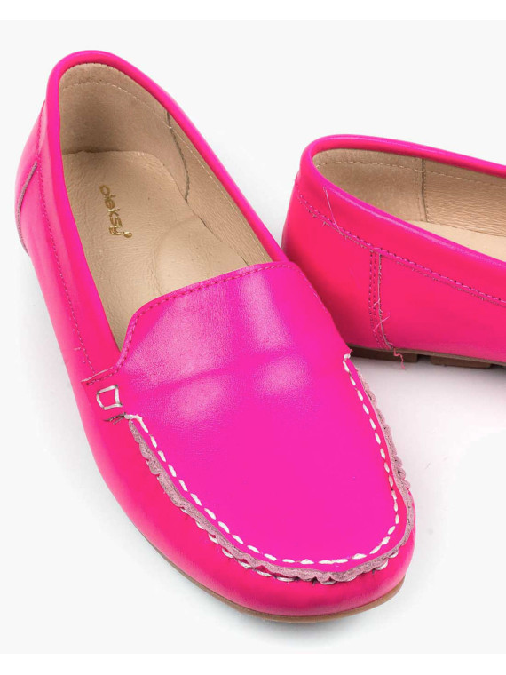 Różowe mokasyny damskie skórzane