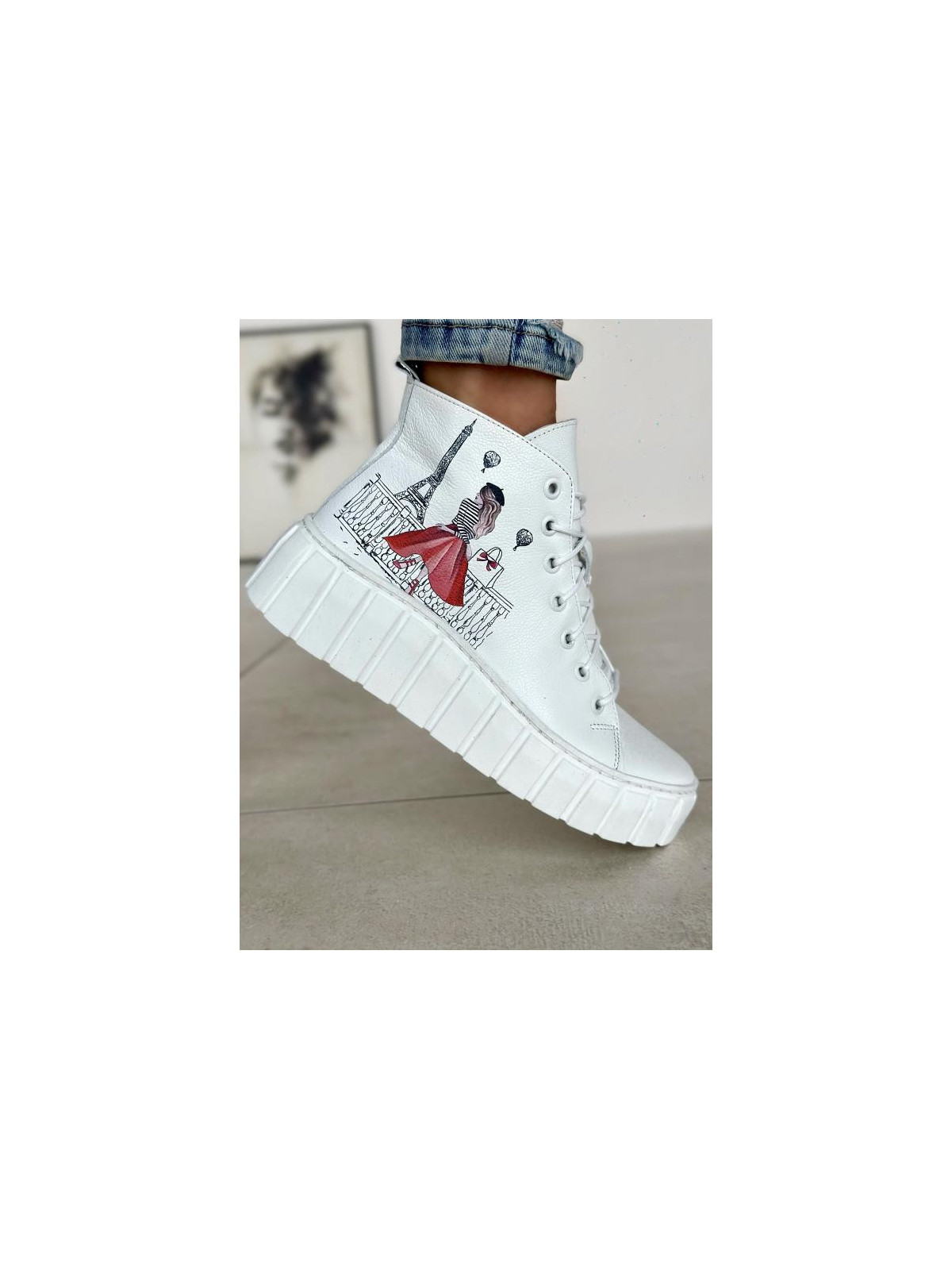 Białe trampki damskie skórzane