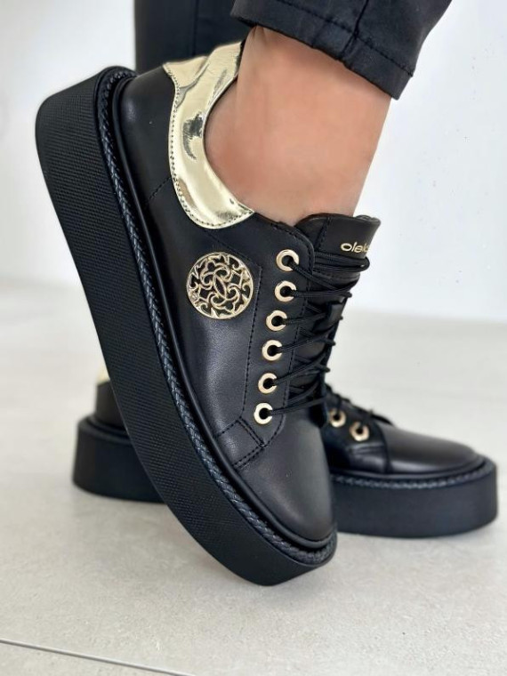 Czarne trampki damskie skórzane