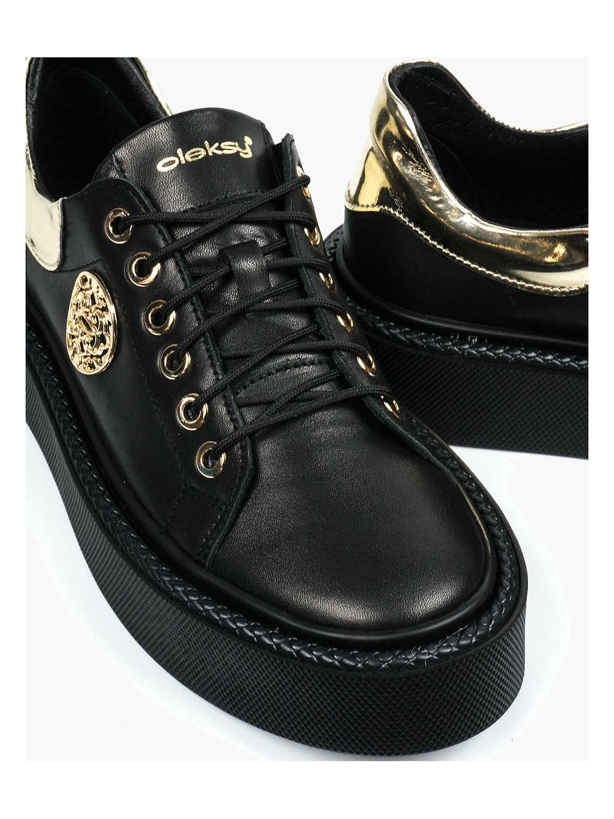 Czarne trampki damskie skórzane