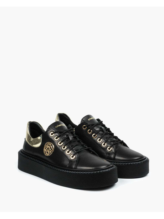 Czarne trampki damskie skórzane