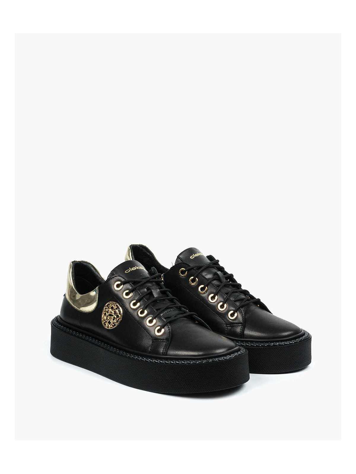 Czarne trampki damskie skórzane