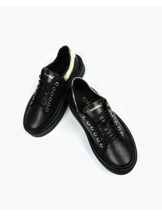 Czarne trampki damskie skórzane