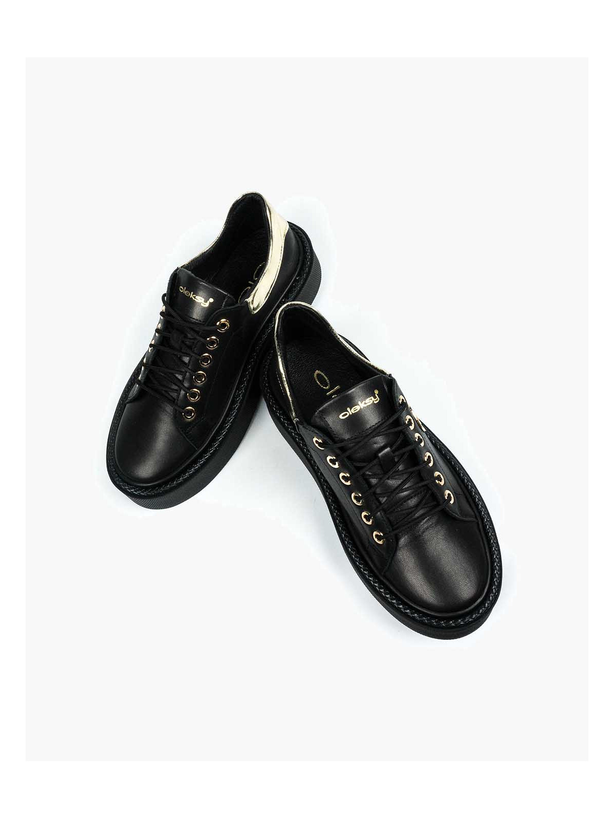 Czarne trampki damskie skórzane