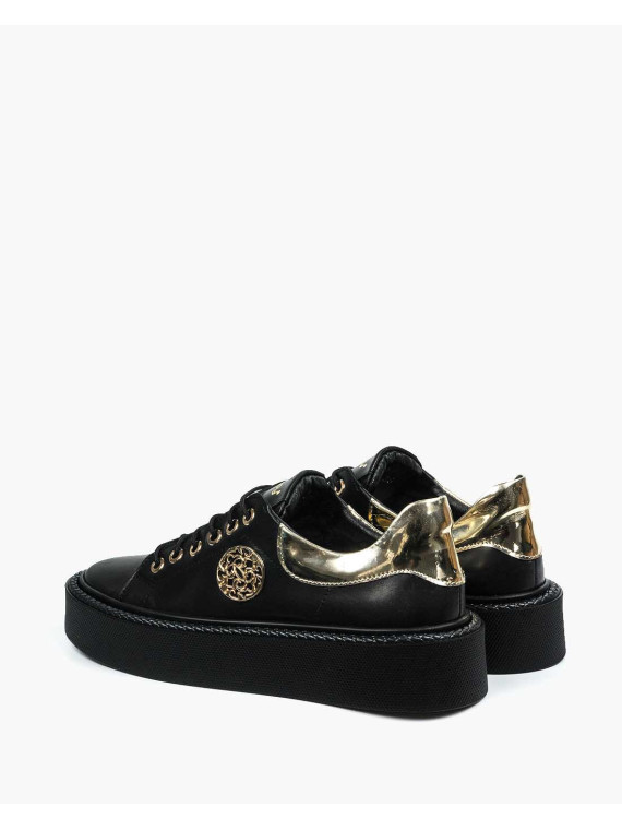 Czarne trampki damskie skórzane