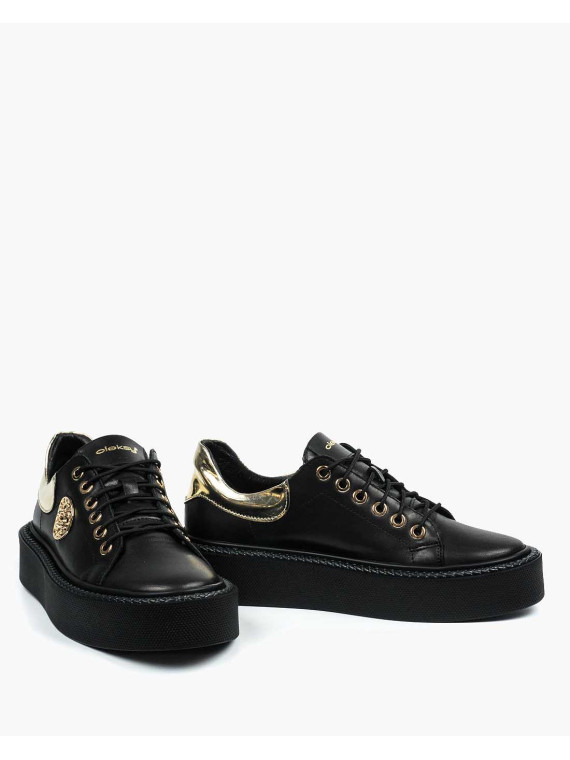 Czarne trampki damskie skórzane