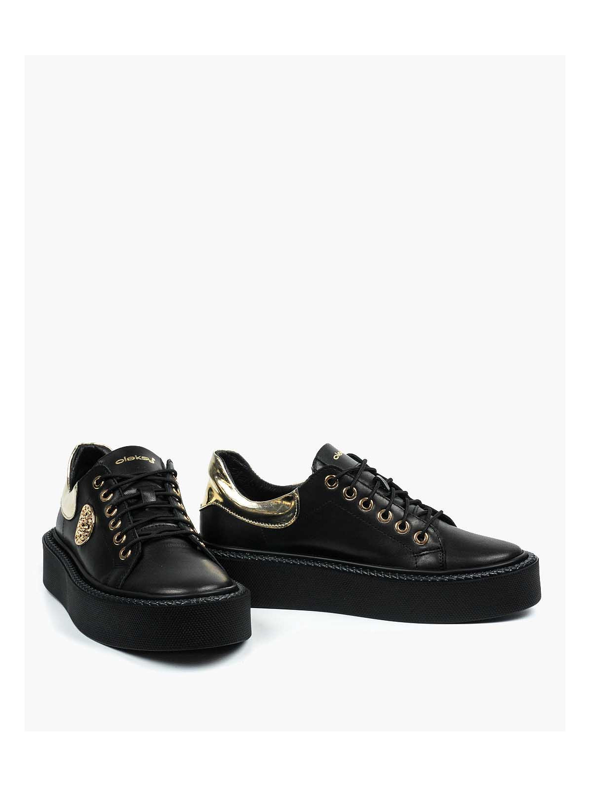 Czarne trampki damskie skórzane